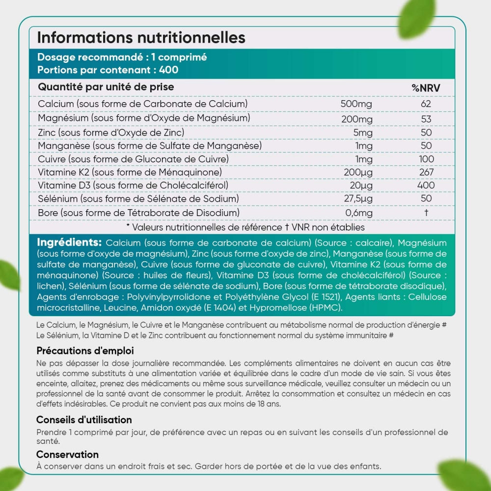 WeightWorld Calcium, Magnésium et Zinc avec Vitamine D3 - 400 comprimés
