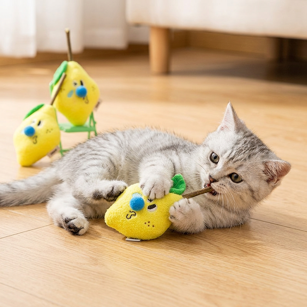 Zeze Jouet pour chat citron au matatabi, Jouet à mâcher naturel pour chatons