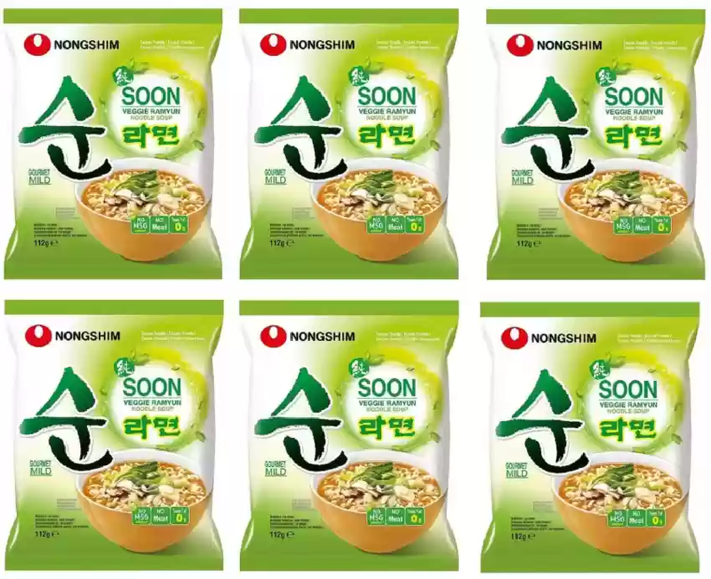 NongShim - Nouilles Instantanées Soon Veggie, 6 x 112 g