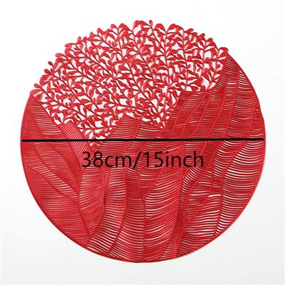 Lot de 6 sets de table ronds en PVC rouges motif fleur de mer, sets de table décoratifs pour fêtes, dessous de vase, sets de table pour fêtes et mariages