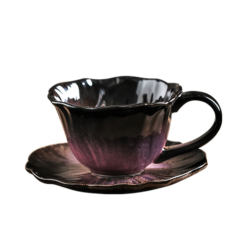 YumiPLUS Ensemble de tasses à café à motif de fleur violette à dégradé