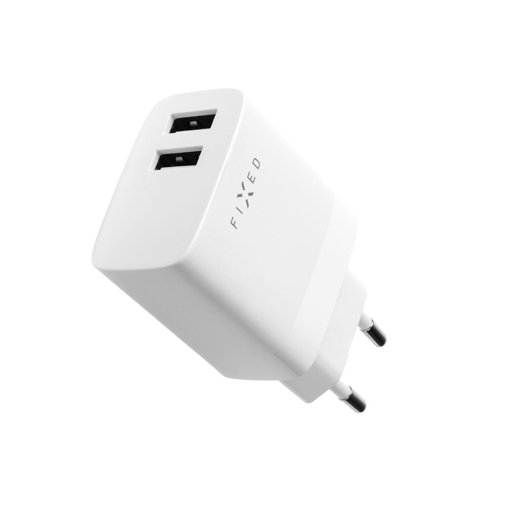 Chargeur de voyage FIXED double USB 17W, Blanc