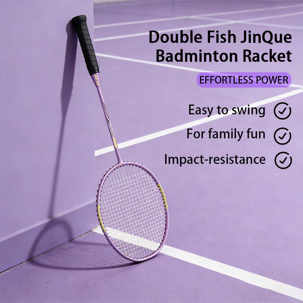 Double Fish JinQue 1501 Lot de 2 raquettes de badminton en carbone et aluminium - Violet