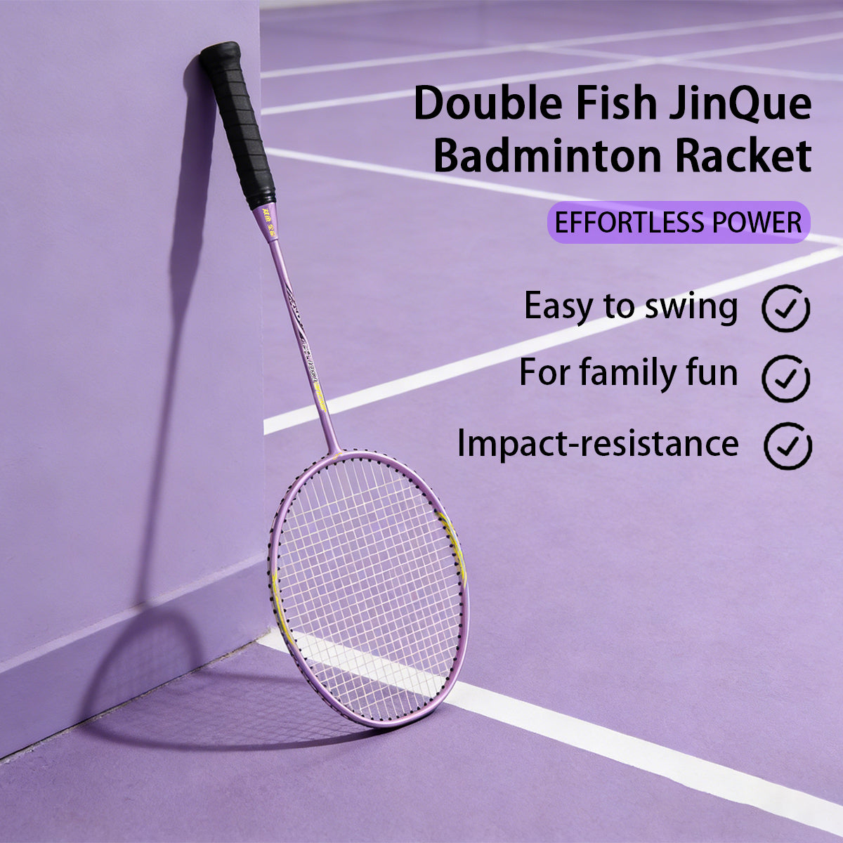 Double Fish JinQue 1501 Lot de 2 raquettes de badminton en carbone et aluminium - Violet