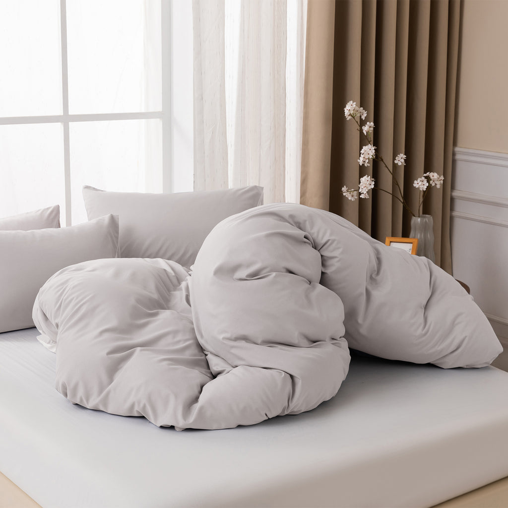 MENDALE Parure de housse de couette - Parure de lit haut de gamme - Housse de couette 200 x 200 cm avec taie d’oreiller 80 x 80 cm - Microfibre brossée douce - Blanc cassé et kaki