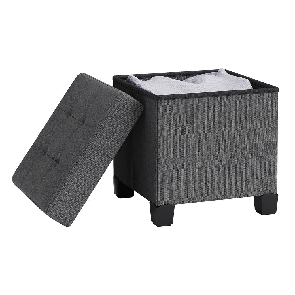 JOYFURNOS Pouf pliable gris ardoise – 38 x 38 x 40 cm, petit repose-pieds et tabouret de rangement, supporte 300 kg – compact pour salon, chambre ou dortoir