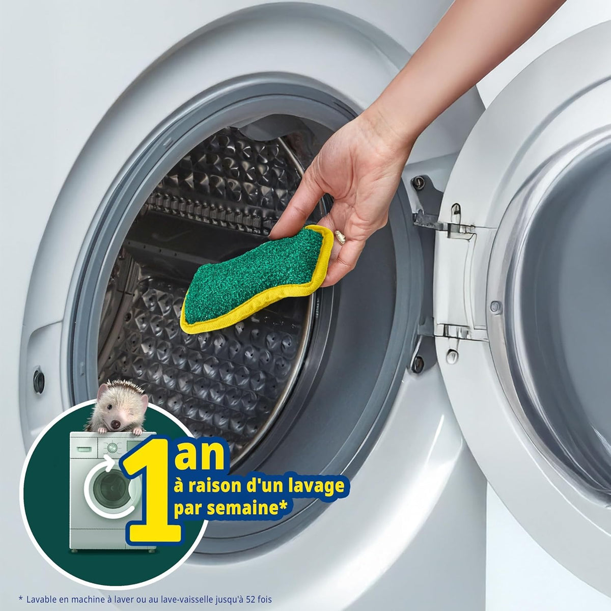 SPONTEX Flex & Wash Éponges réutilisables lavables en machine non abrasives 4 éponges