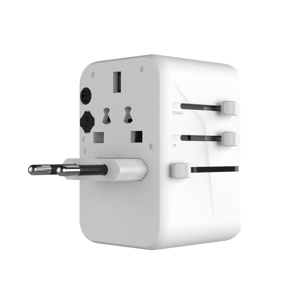 FIXED Adaptateur de voyage universel 3 x USB-C / 2 x USB 65 W GaN blanc