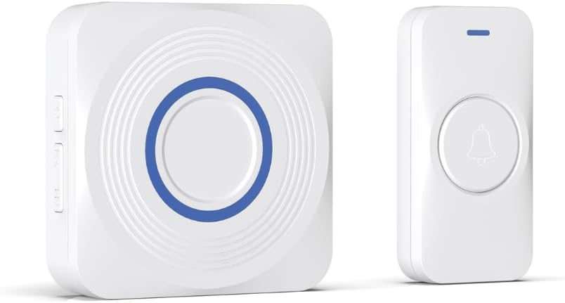 Konyks DRINGG, Sonnette connectée WiFi + RF (Bouton IP65 + Carillon intérieur), Notifications sur Smartphone, Longue portée, IP65, Blanc