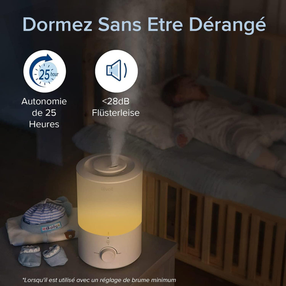 LEVOIT D302 Dual 150 Humidificateur d’air à ultrasons à brume froide Blanc