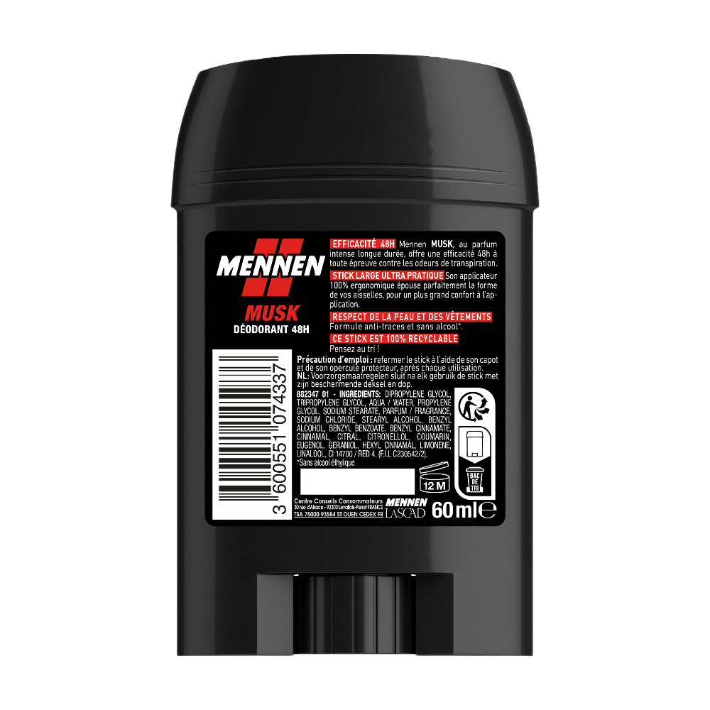 Mennen Homme Bâton Déodorant Musk 24H 60ml