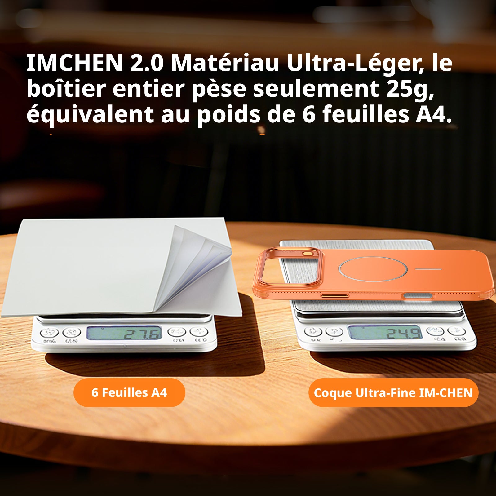 Coque pour iPhone 17 Pro Max, dissipation thermique des bords, anneau magnétique MagSafe, version fine, orange, 1 pièce
