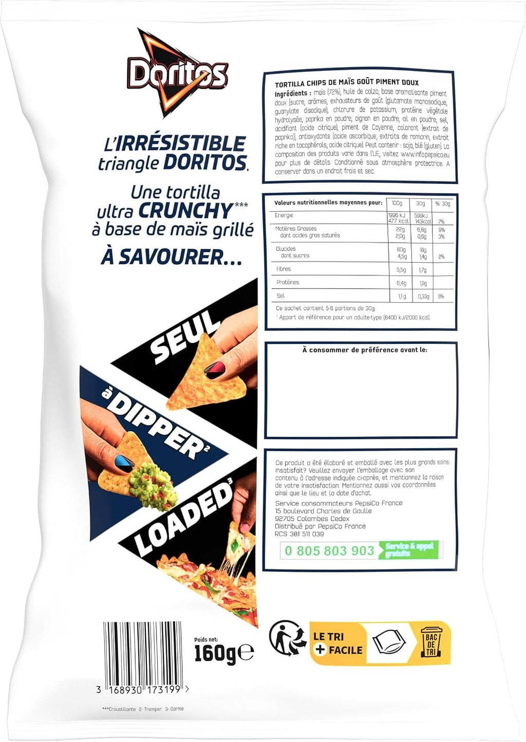 Doritos Chips de Tortilla Saveur Piment Doux, 160 g