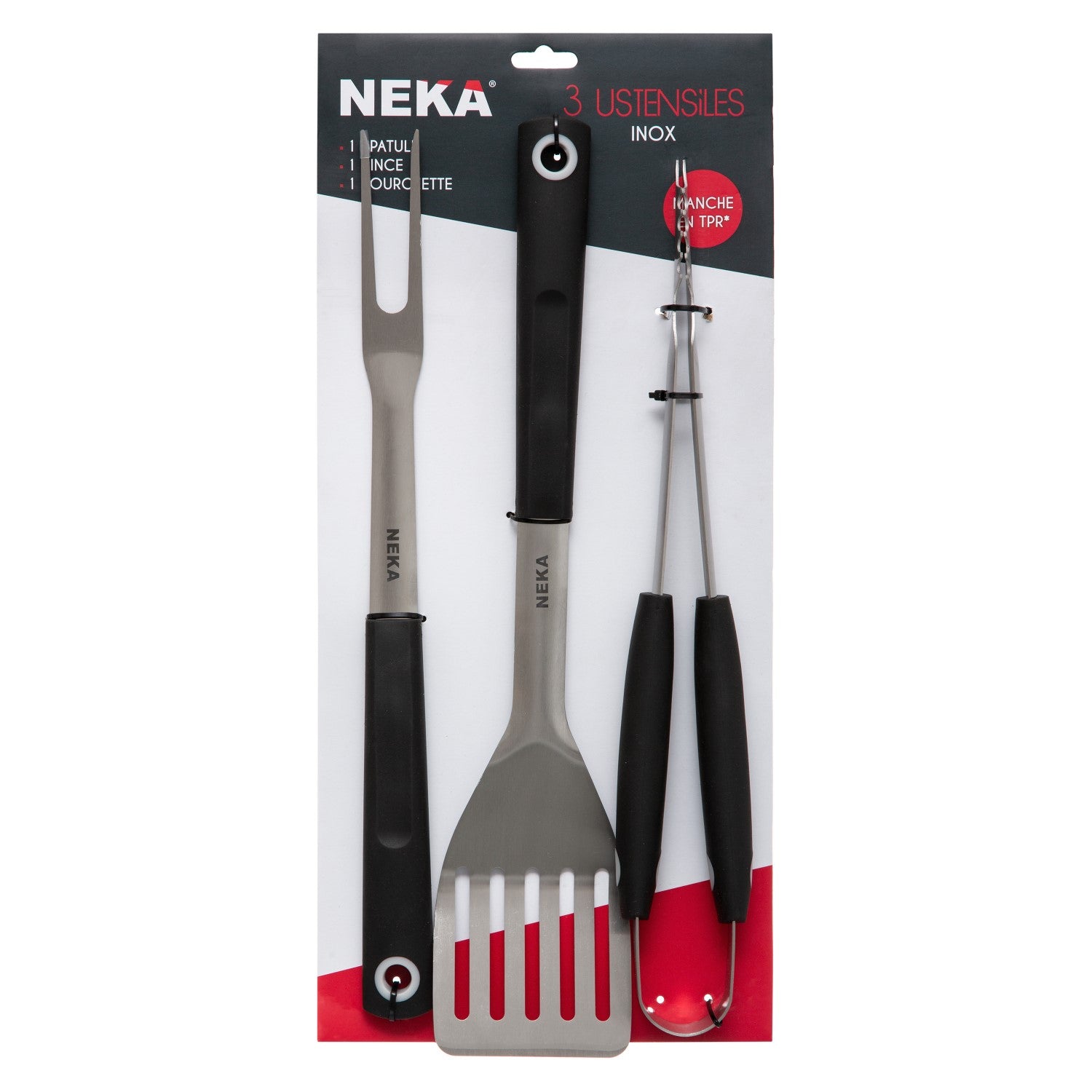 NEKA Lot de 3 ustensiles de barbecue avec manches en TPR