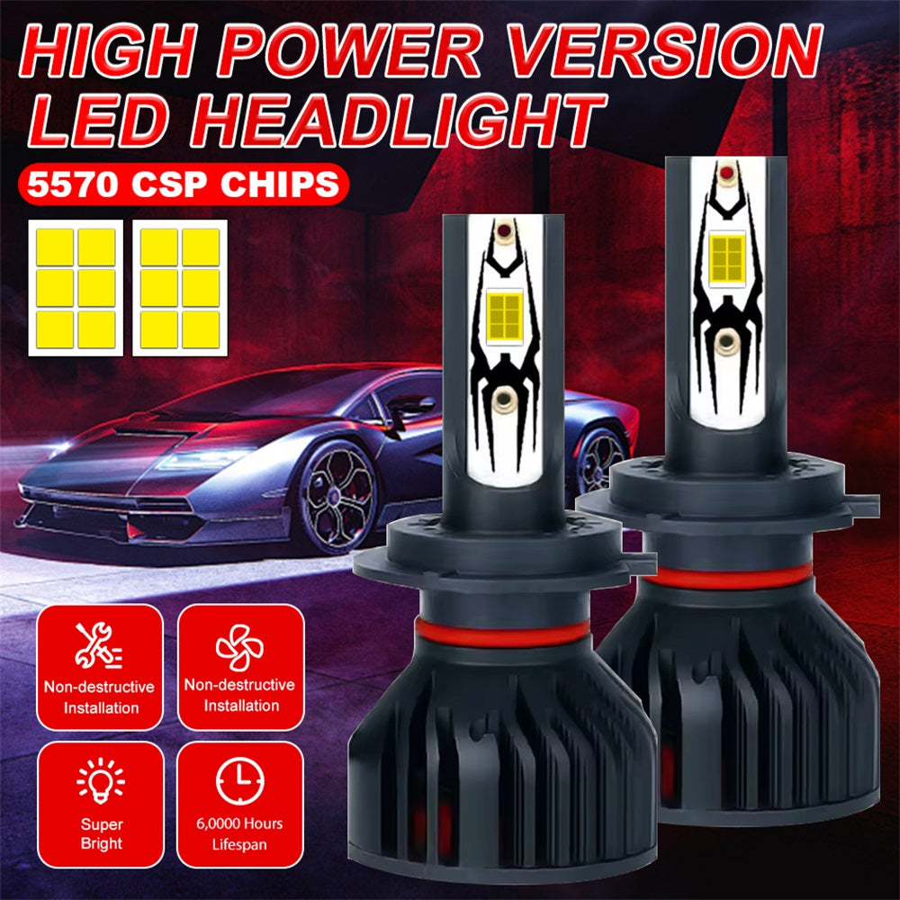 EndureLite Lot de 2 ampoules LED H4 pour feux de croisement et de route, 6000 K blanc froid, luminosité 17 000 lm avec système de refroidissement efficace, Plug & Play