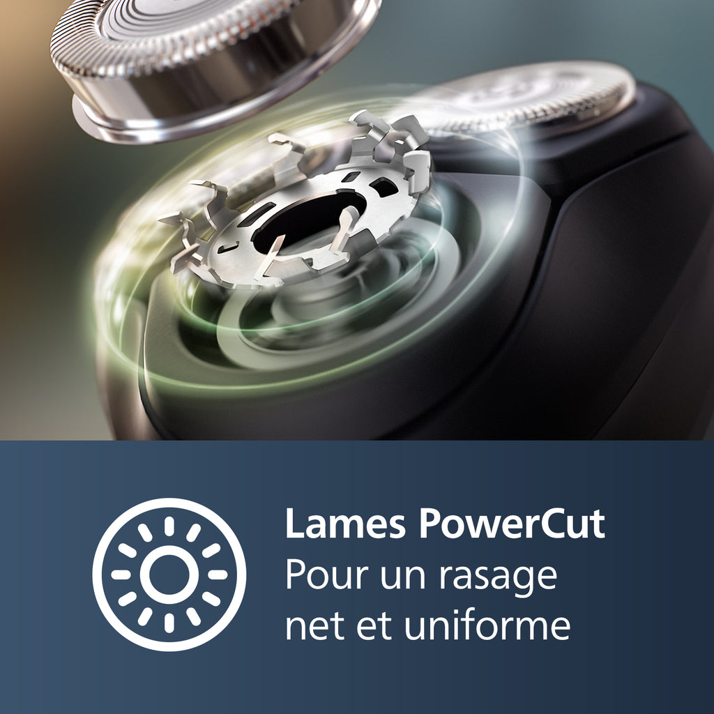 Philips Series 3000X X3003/00 Rasoir électrique avec 27 lames PowerCut, têtes flexibles 4D, rasage humide & sec, tondeuse rétractable, charge rapide - Bleu