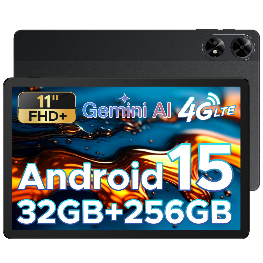 DOOGEE Tab G6 Plus tablette 11 pouces, Android 15, modèle 2025, compatible 5G/Wi‑Fi, emplacement pour carte SIM intégré, écran IA FHD+, 32GB RAM + 256GB ROM, 2TB, 8000mAh, octa-core T7280, compatible Widevine L1, GPS, noir