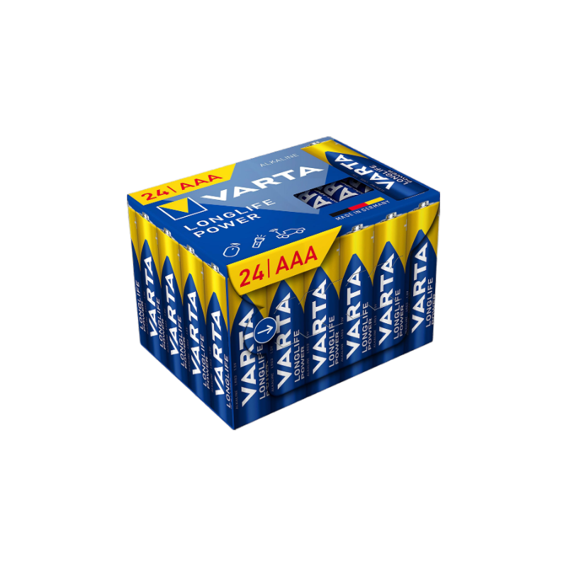 VARTA Piles alcalines Longlife Power AAA, 24 pièces, boîte cube
