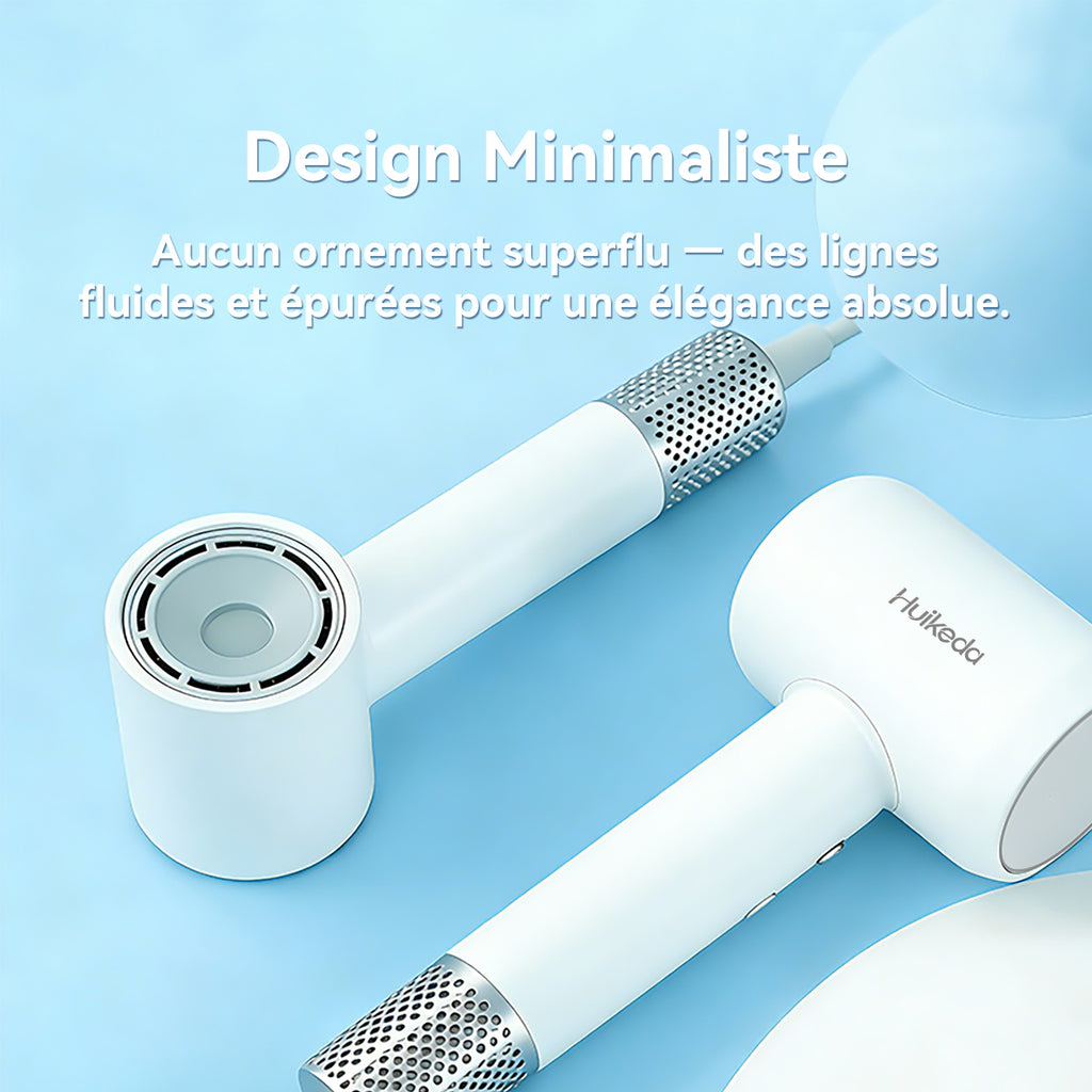 Huikeda Sèche-cheveux à haute vitesse 110 000 tr/min, ionique avec moteur sans balais, séchage rapide 1500 W avec embout magnétique à 360°