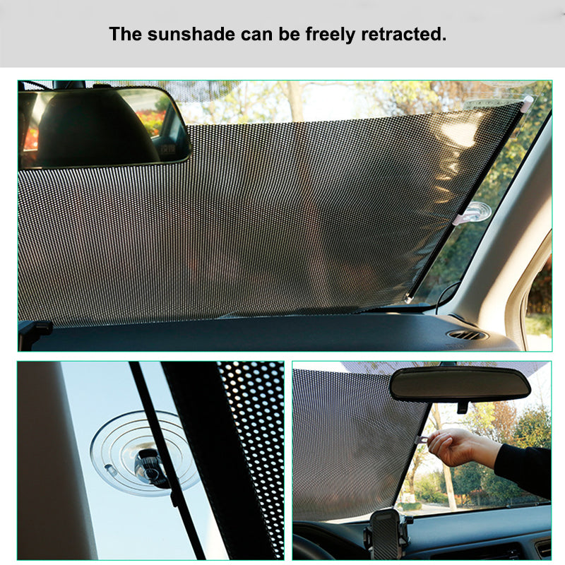 HELLO LEIBOO Store enrouleur de protection solaire rétractable pour vitre de voiture 58 x 125 cm, protection UV, isolation thermique, rideau de protection solaire auto-enrouleur