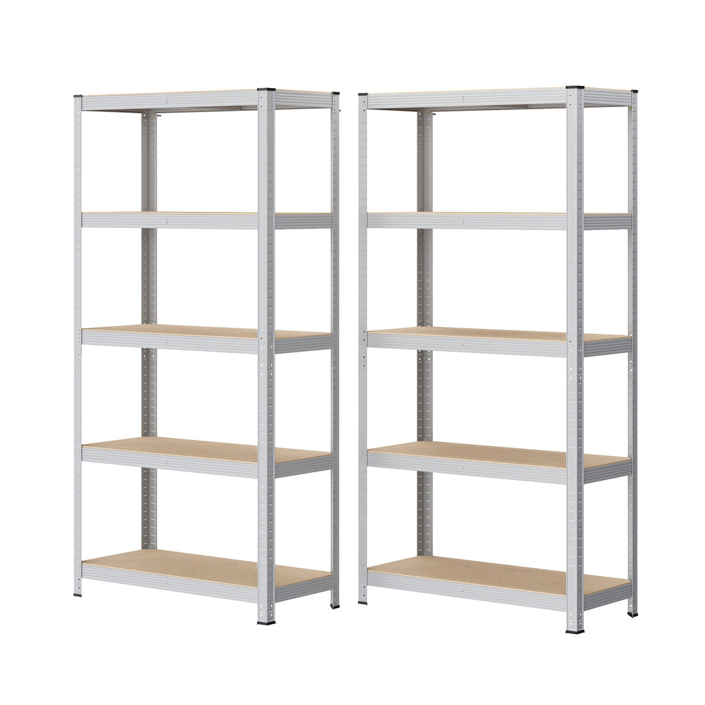 JOYFURNOS Étagères en Acier à 5 Niveaux Lot de 2, pour Rangement, pour Garage, Abri, Argent