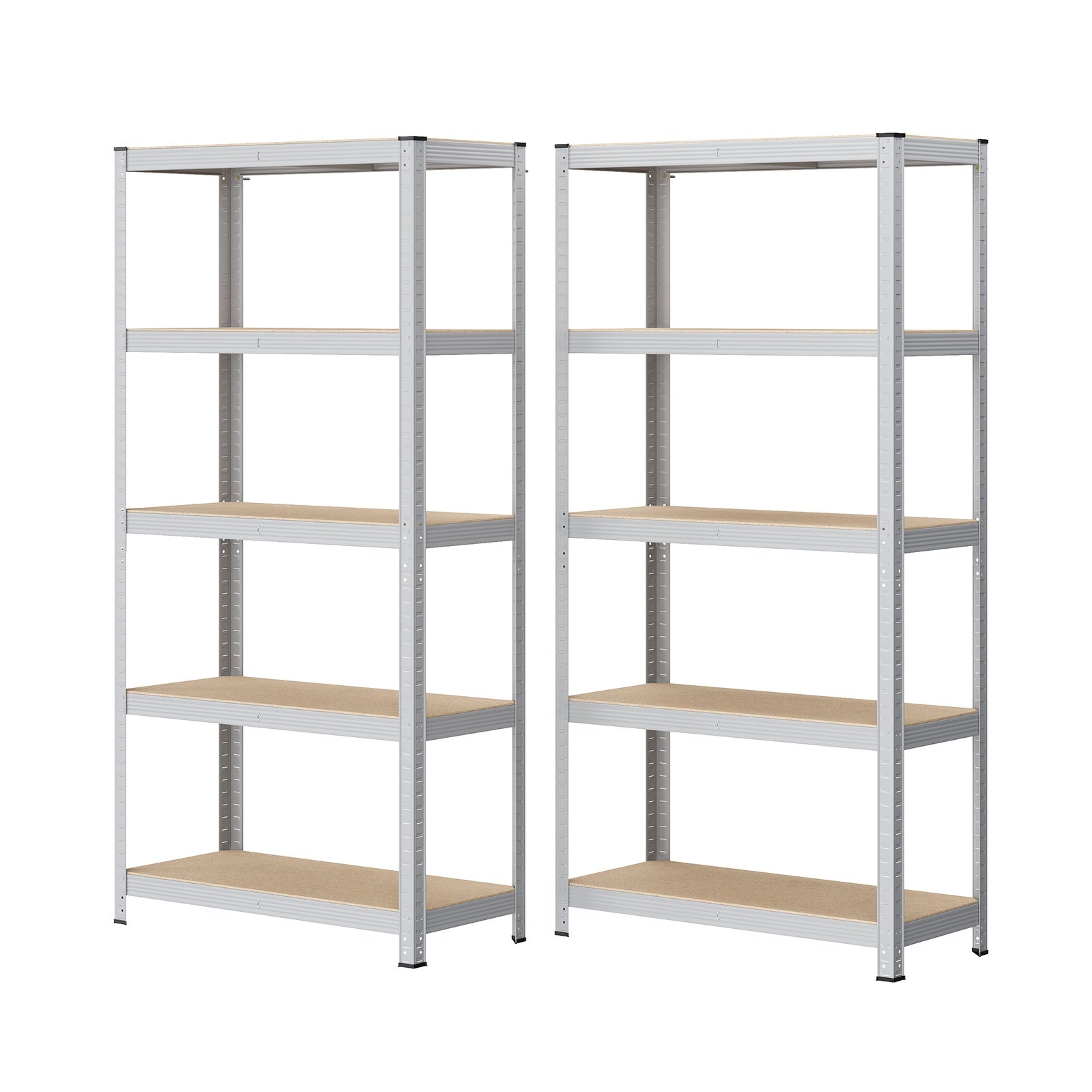 JOYFURNOS Étagères en Acier à 5 Niveaux Lot de 2, pour Rangement, pour Garage, Abri, Argent