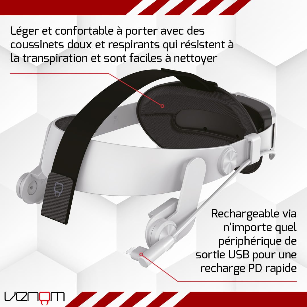 Venom Sangle de casque avec batterie externe