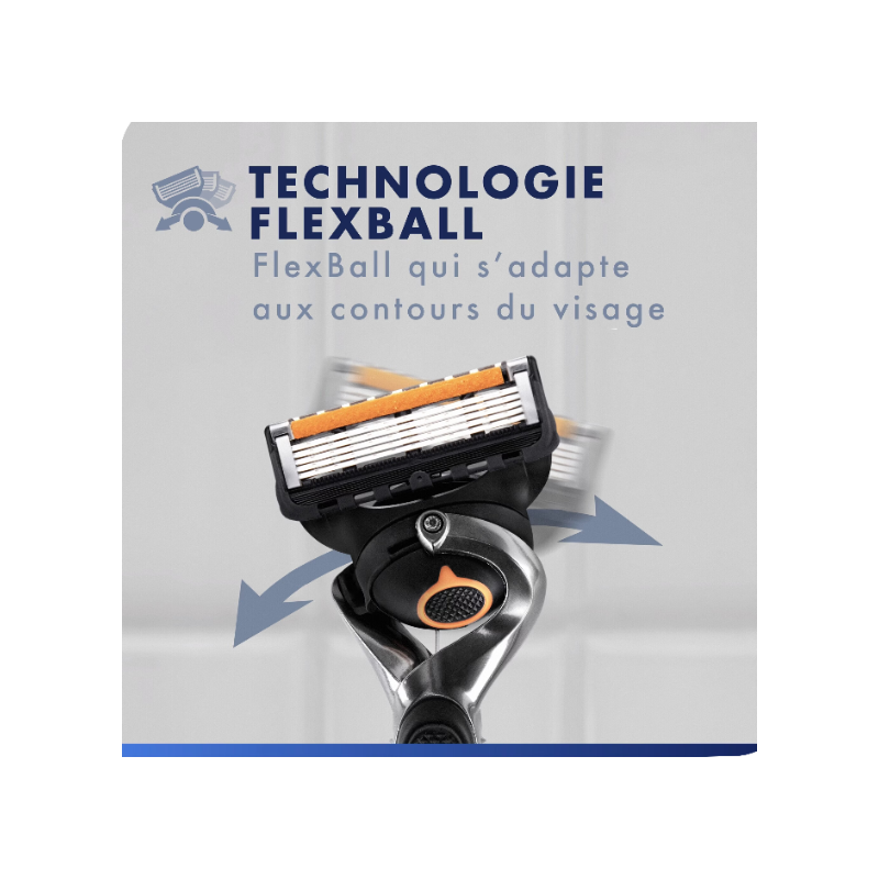 Gillette Rasoir Homme Proglide, avec 1 Recharge, Noir | Manche Reutilisable, Tête Flexible à 5 Lames, Bande Lubrifiante x2, 1Cartouche Jusqu’à 30 Rasages
