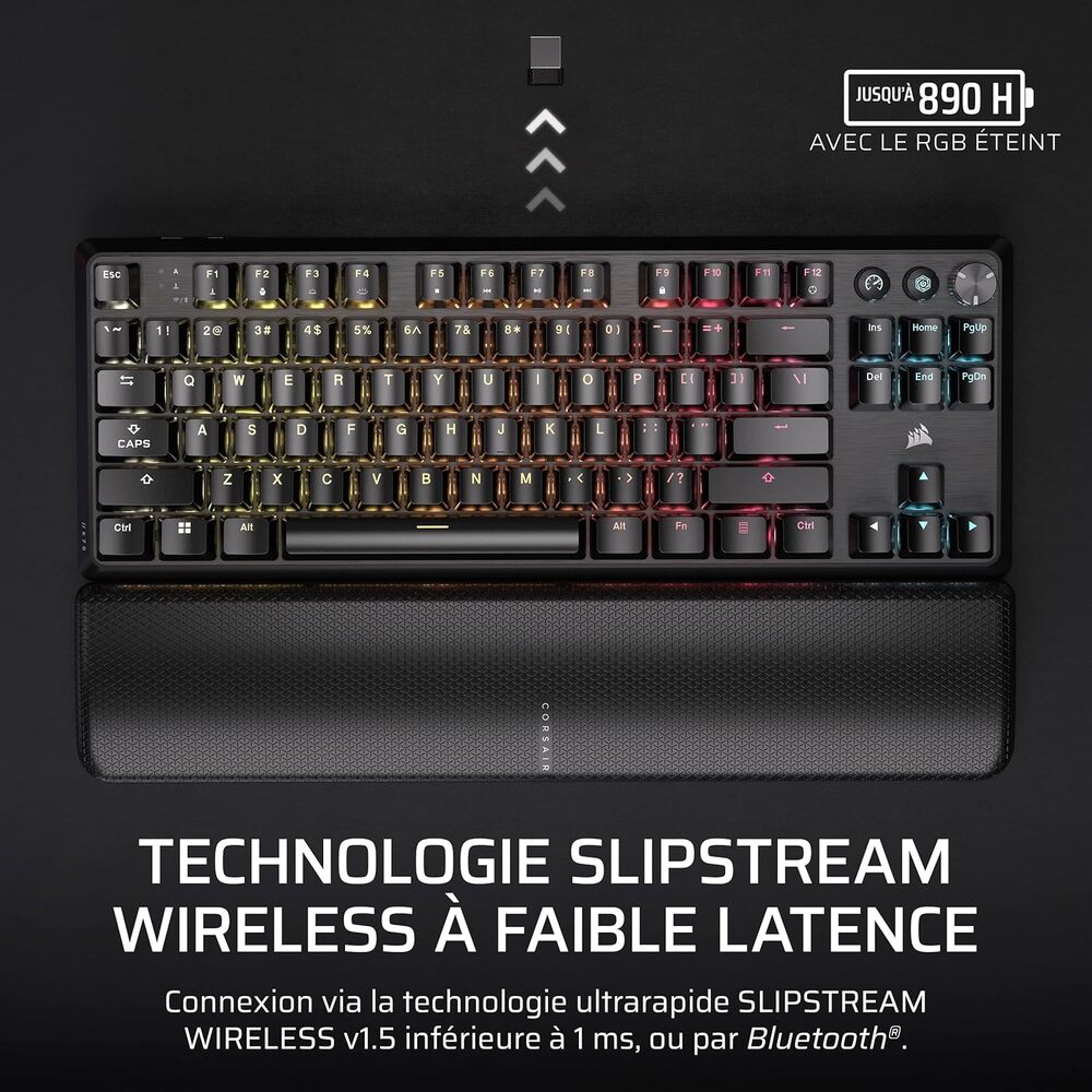 CORSAIR K70 CORE Clavier Gaming Mécanique (MLX Red) sans fil RGB TKL - AZERTY - Noir