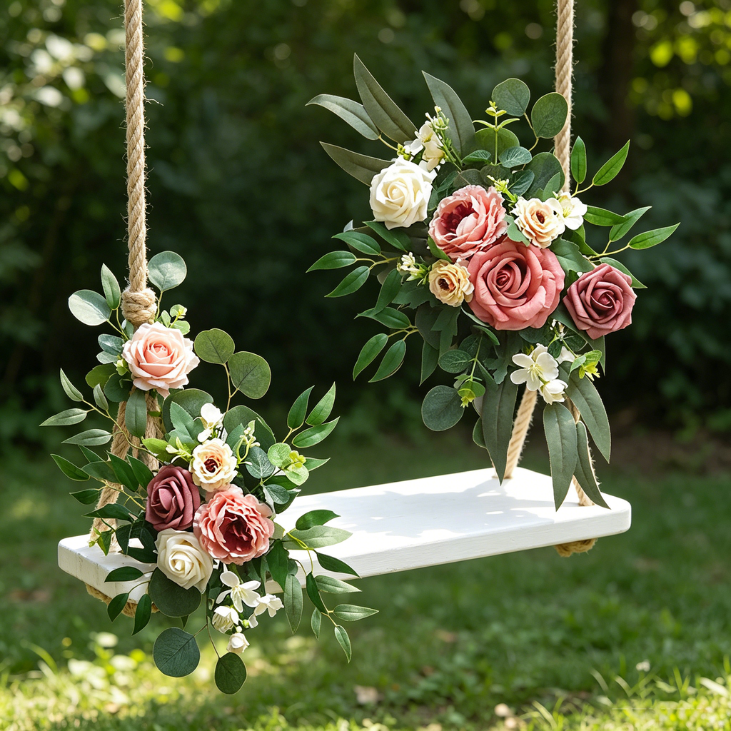 Yuejia Lot de 2 guirlandes de fleurs artificielles 19,69 pouces/50 cm pour panneau de cérémonie de mariage décors de réception de mariage décoration de table arrangements floraux
