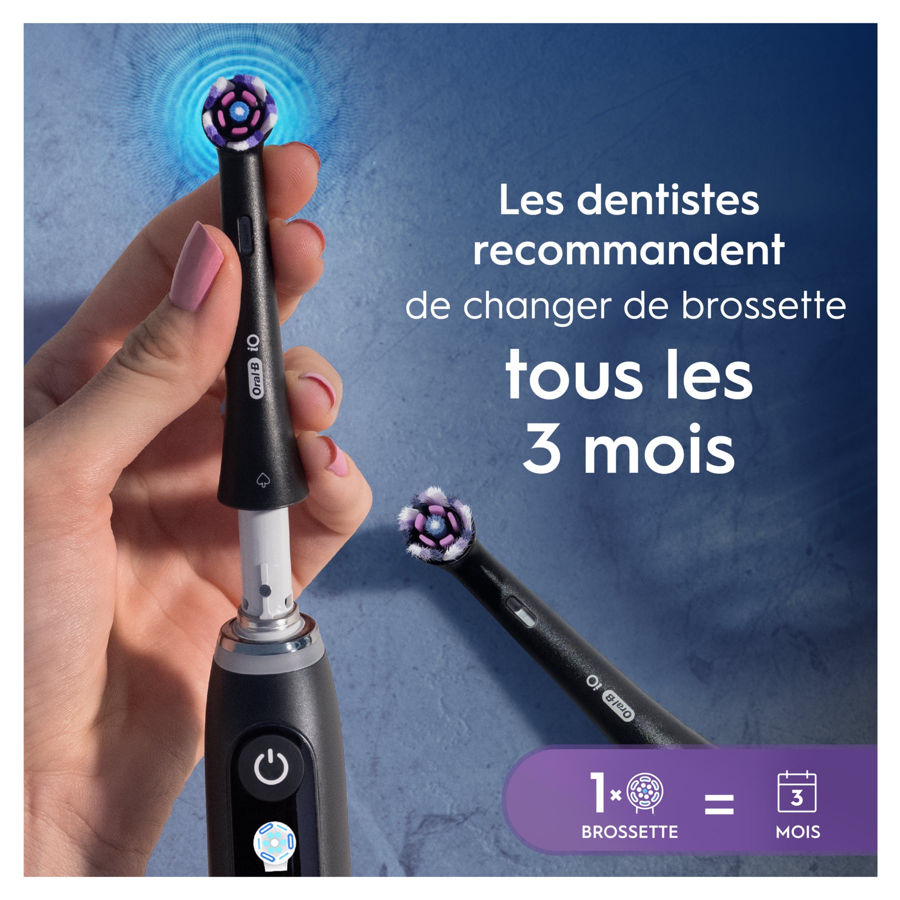 Oral-B iO Series Têtes de brosse de rechange rondes authentiques Noires adaptées aux gencives sensibles 3
