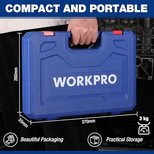 WORKPRO Jeu de 60 Pièces de Douilles d'Embouts Torx Master, Embouts 1/4", 3/8", 1/2", E4-E24, T6-T70, TT6-TT70, TP8-TP60, avec Étui de Rangement Amélioré