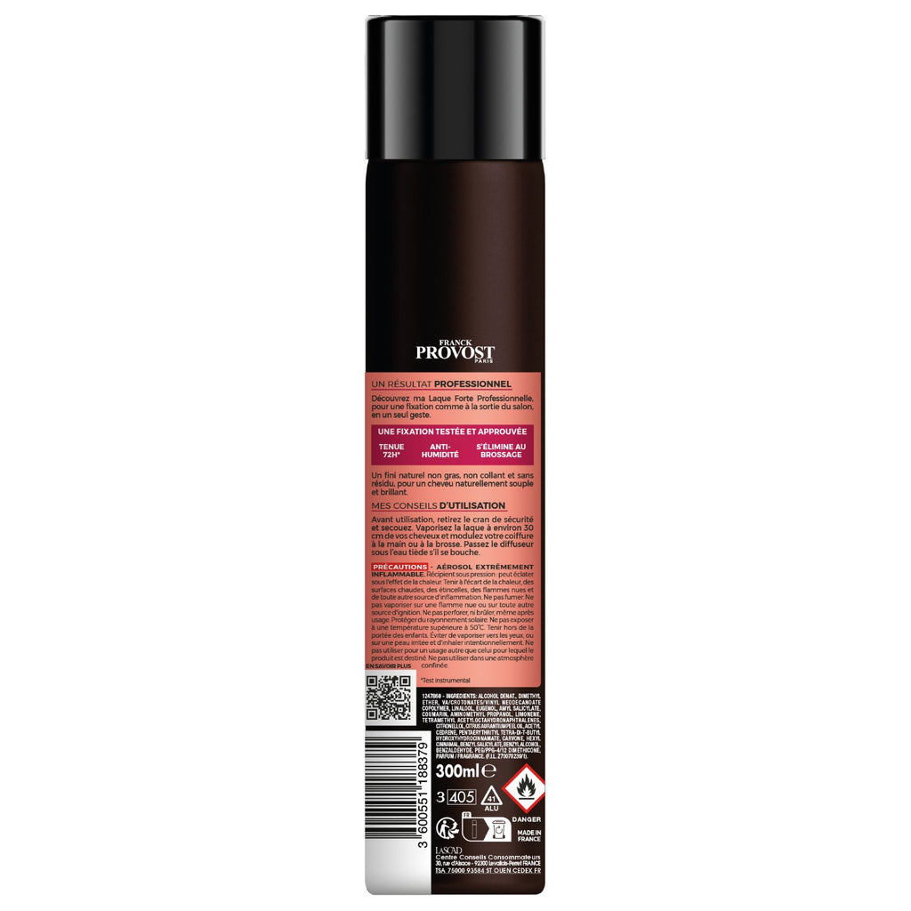 Franck Provost Laque Professionnelle Fixation Forte Tenue 72H Pour Tous Types de Cheveux 300ml