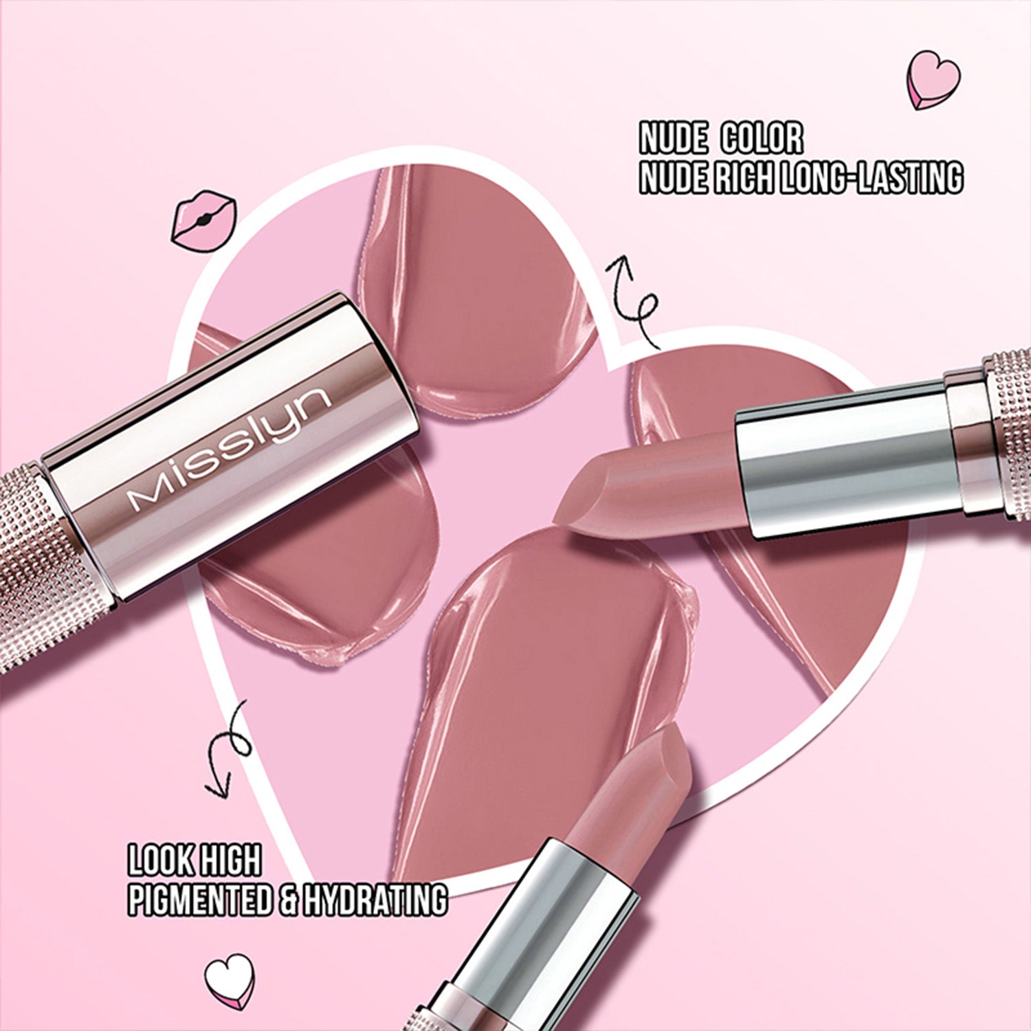 Misslyn Kiss My Lips Coffret 2 (95 Coffee Time + 98 Sweet Talk + 185 Rosy Blush + 192 Butterflies In My Stomach)