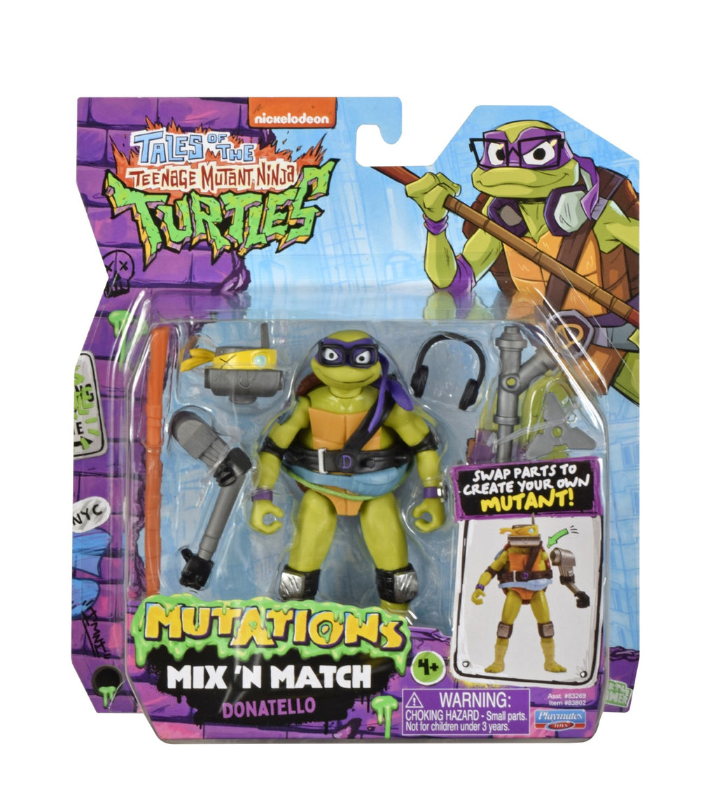 TORTUES NINJA Tortues Ninja, Figurine articulée 12 cm avec accessoires, Mix & Match, Donatello, Pour les enfants à partir de 4 ans, T02018