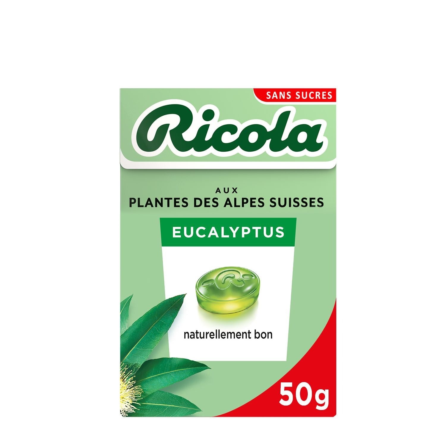 Ricola Pastilles pour la Gorge Eucalyptus aux Herbes Suisses Sans Sucre 50 g