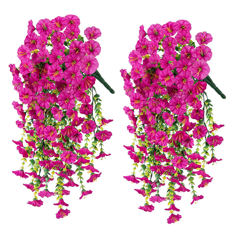 Yuejia Lot de 4 bouquets suspendus de fleurs artificielles en soie liseron rose - 75 cm