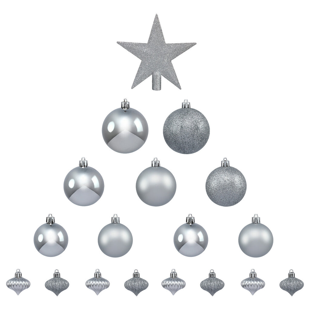 Atmosphera Lot de 18 boules de Noël argentées