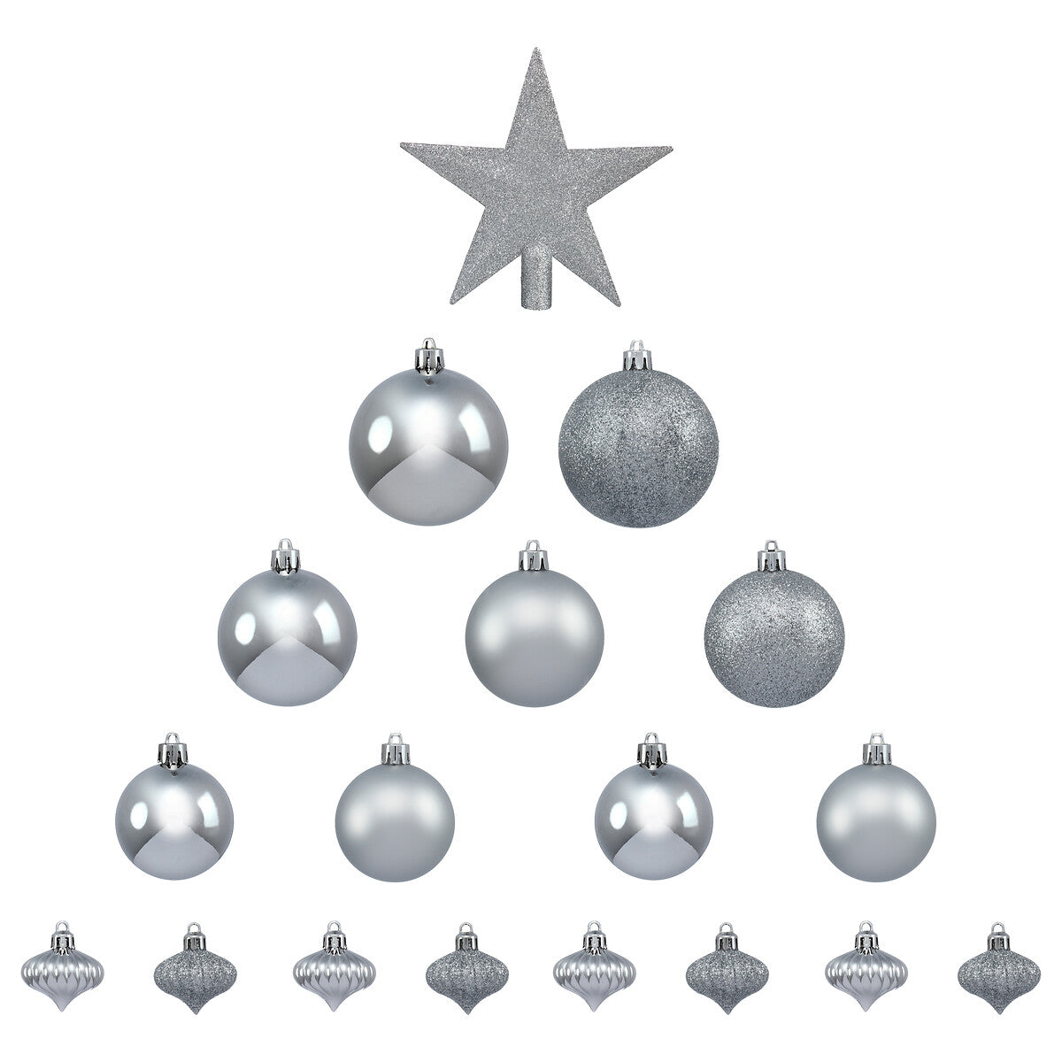 Atmosphera Lot de 18 boules de Noël argentées
