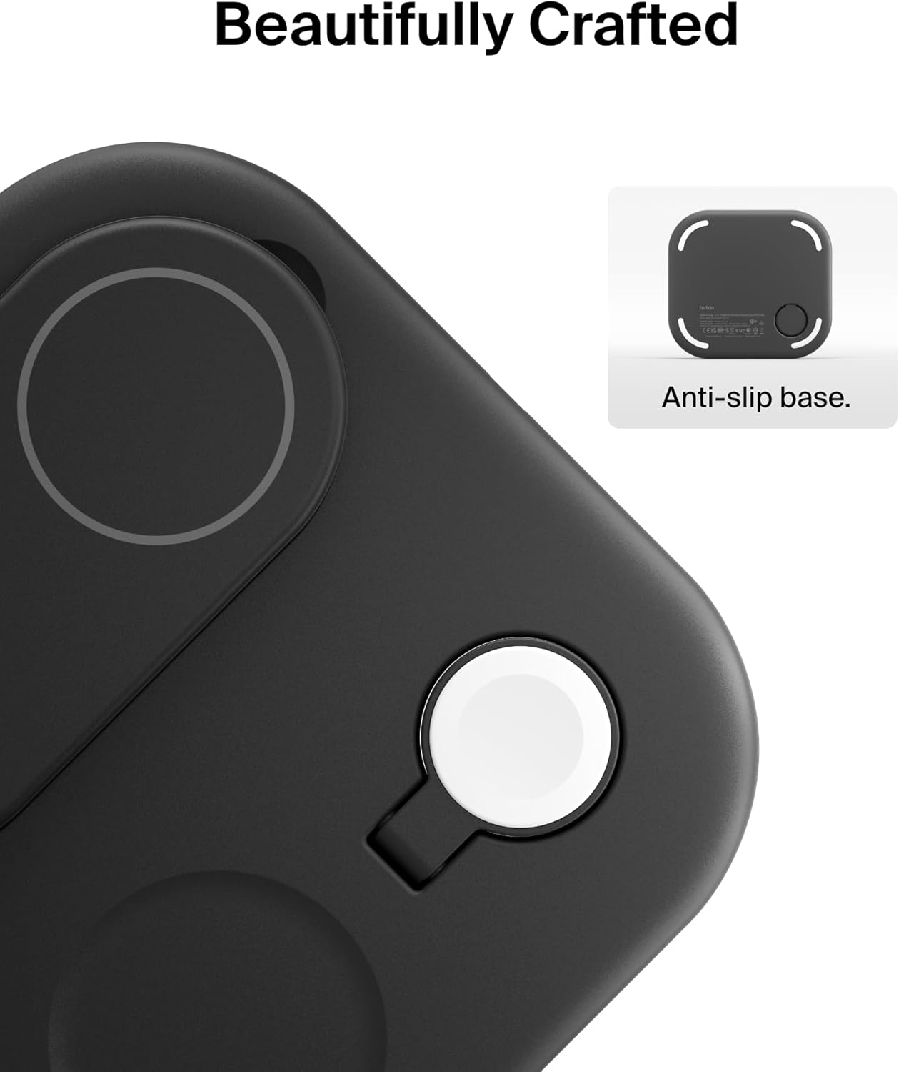 Belkin BOOST CHARGE station de charge sans fil Qi2 3-en-1, 15 W, noir