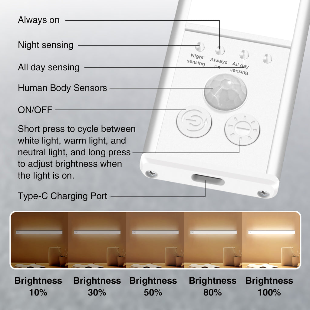 Lampenwelt Barre lumineuse ultra-mince pour armoire 30 cm, lot de 2, lampe LED avec capteur PIR, 3 températures de couleur, rechargeable par USB, batterie 1100 mAh, pour cuisine et chambre à coucher