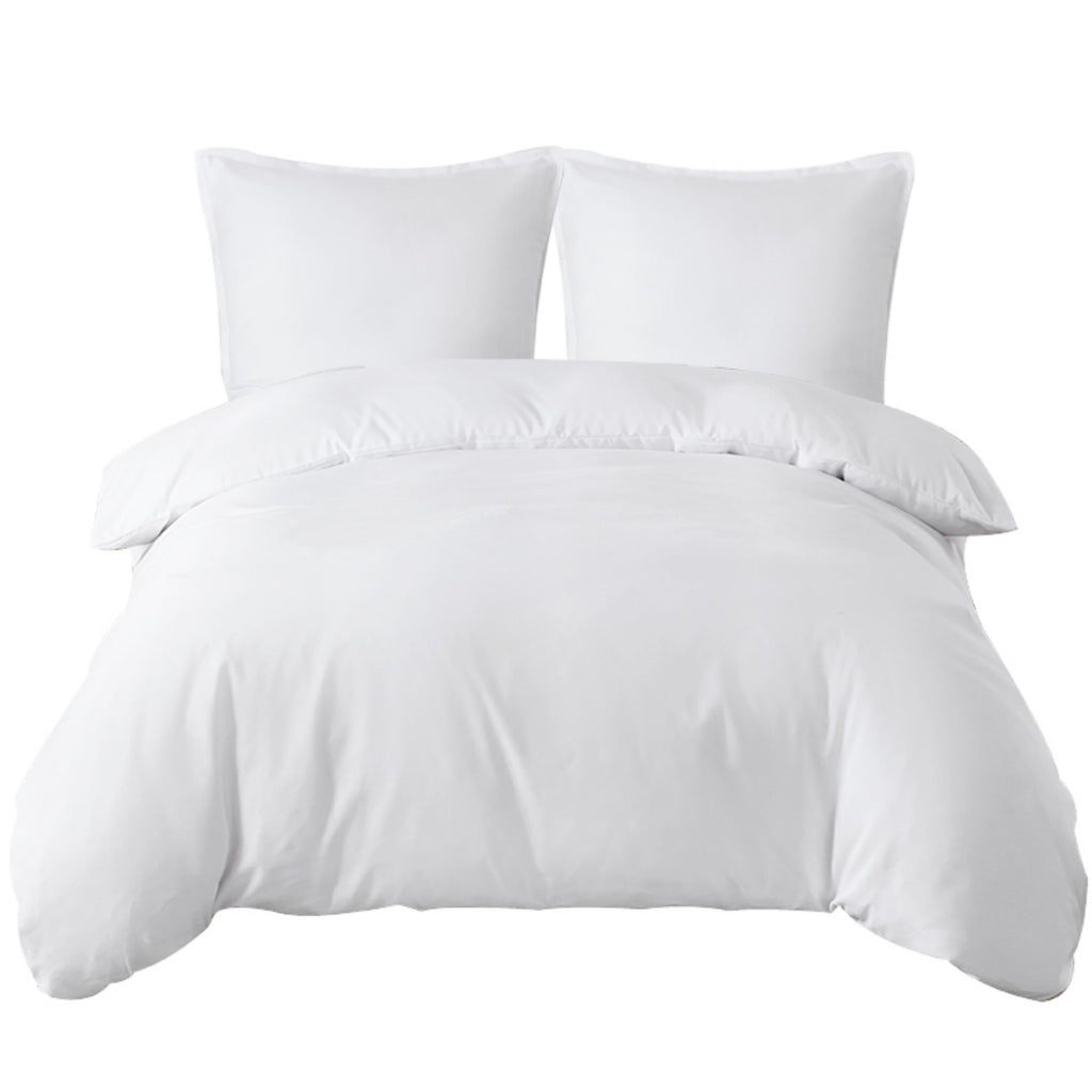 LEBONSOIR Parure de lit avec housse de couette Blanc 200 x 200 cm/65 x 65 cm x 2 Respirant Durable Doux Confortable Avec zip 3 pièces Comprend 1 housse de couette et 2 taies d'oreiller Sans couette