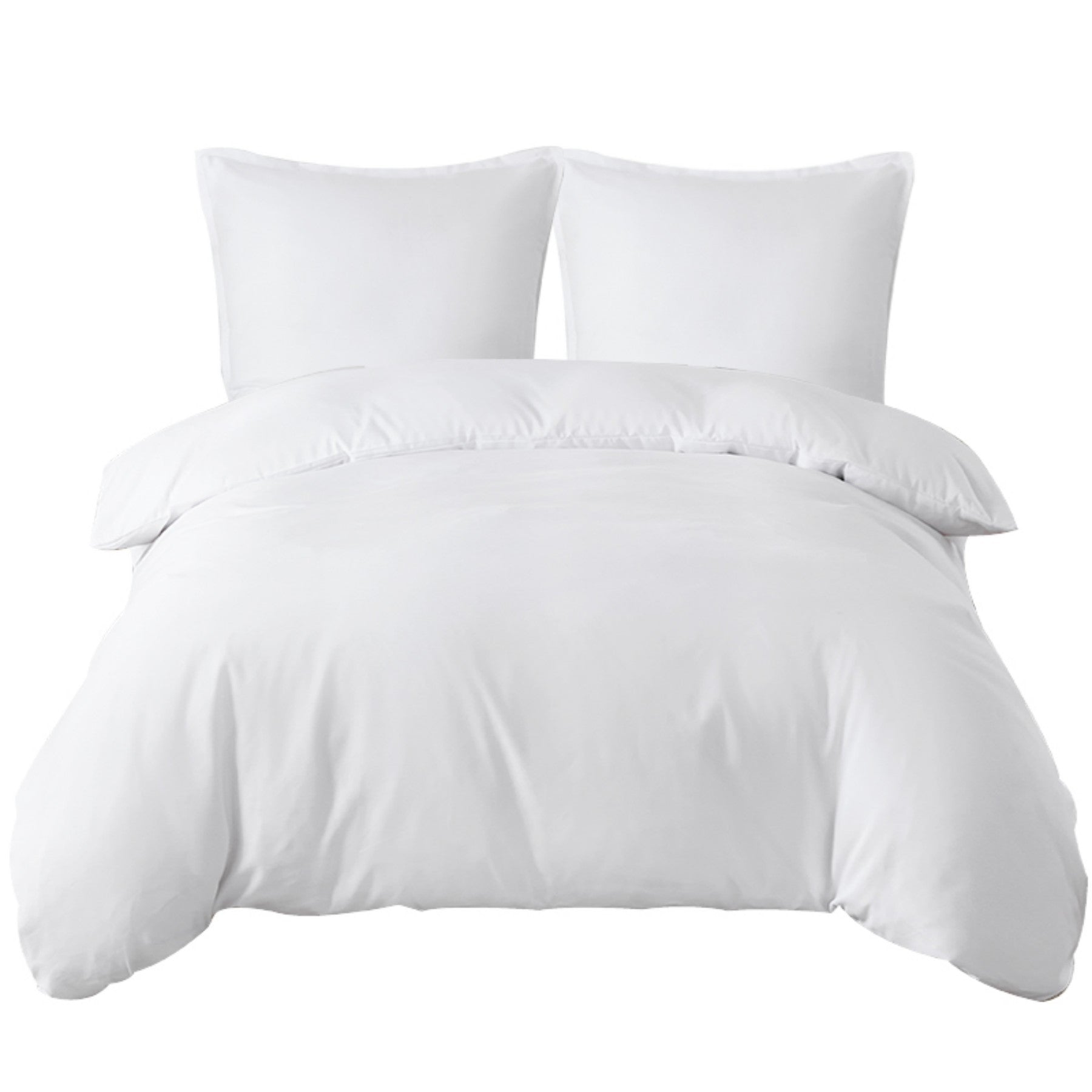 LEBONSOIR Parure de lit avec housse de couette Blanc 200 x 200 cm/65 x 65 cm x 2 Respirant Durable Doux Confortable Avec zip 3 pièces Comprend 1 housse de couette et 2 taies d'oreiller Sans couette