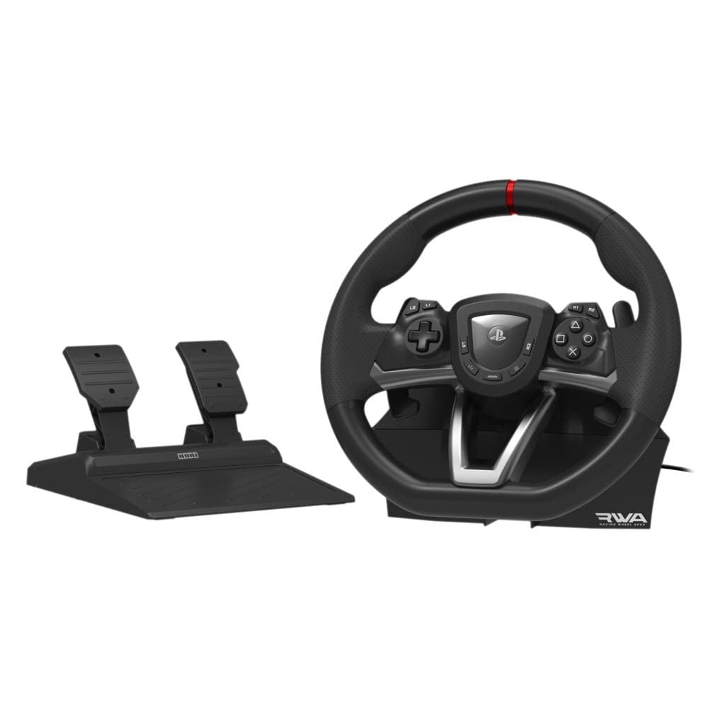 Hori Volant de Course Apex pour PC/PS4/PS5 - Pédales incluses - Licence officielle Sony - Noir