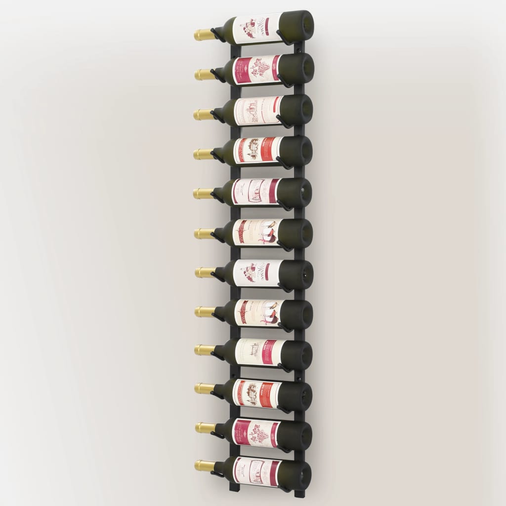 Porte-bouteilles 3 - porte-bouteilles mural en métal à profondeur simple - rangement moderne pour le vin, facile d’accès - porte-bouteilles gain de place pouvant stocker 12 bouteilles de vin