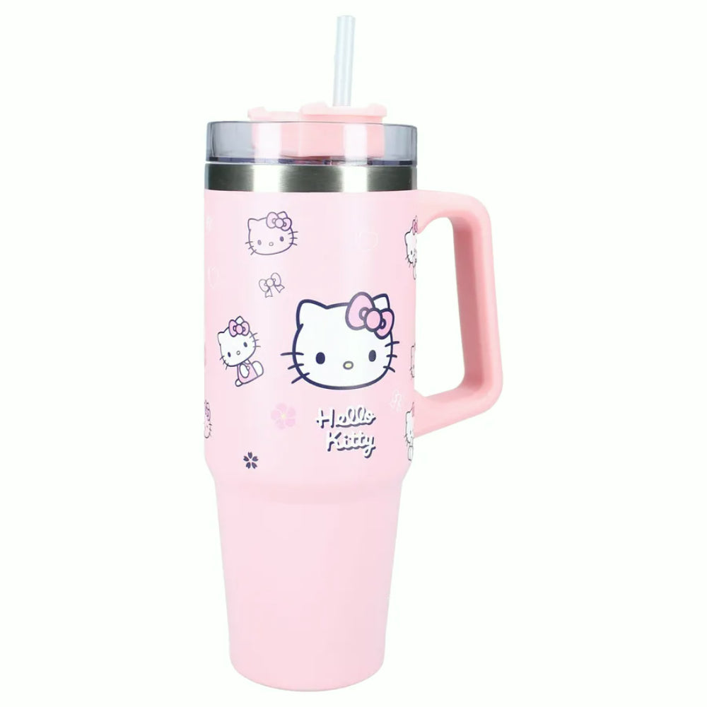 HELLO KITTY Bliss Mug de voyage XL - Acier inoxydable - 900 ml avec paille