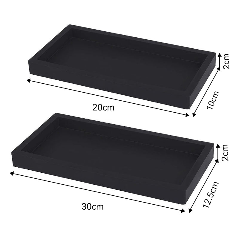 JORDAN&JUDY Lot de 2 plateaux de salle de bain en silicone (grand + petit) - Noir