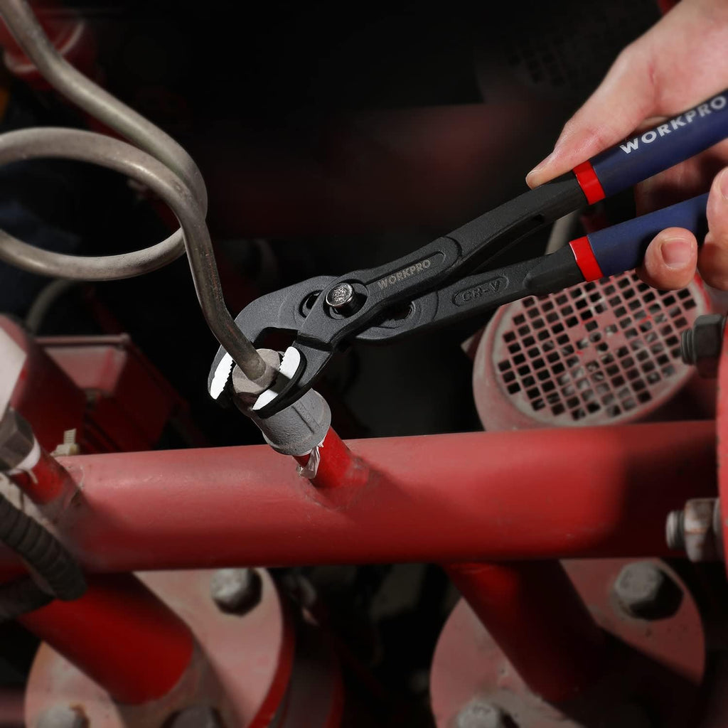 WORKPRO Pinces à pompe professionnelles 305-Mm, en acier Cr-V, avec articulation à rainure réglable et déverrouillage rapide, ouverture max. 50-Mm