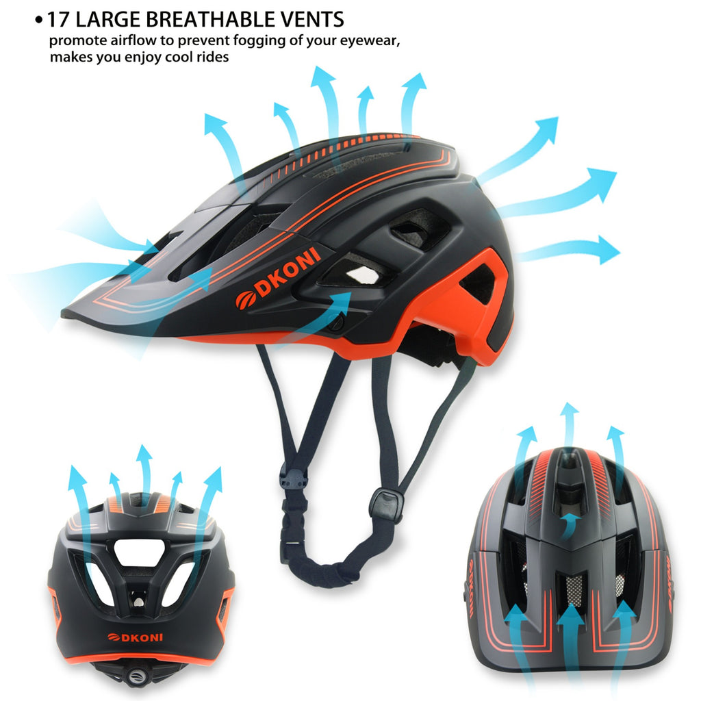 DKONI HS-062 Casque de vélo de montagne adulte noir & orange - L 56-61 cm