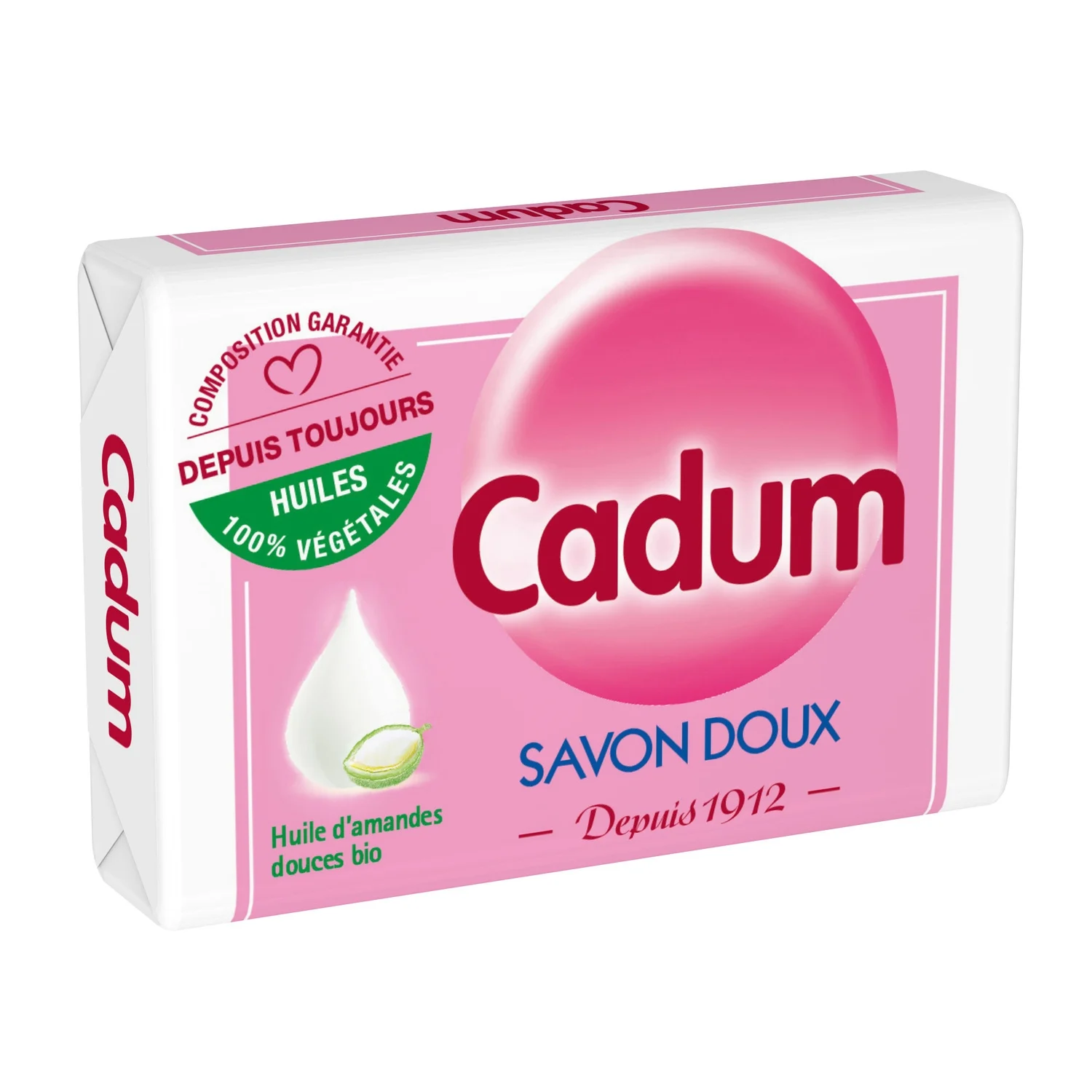 CADUM Savon solide doux à l'huile d'amande douce biologique 100 g